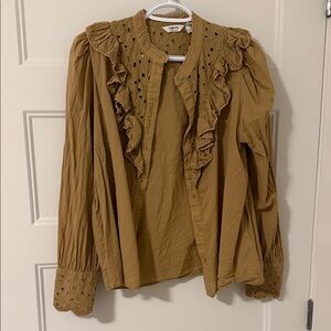 Madewell Ruffled Eyelet Blouse in Tan